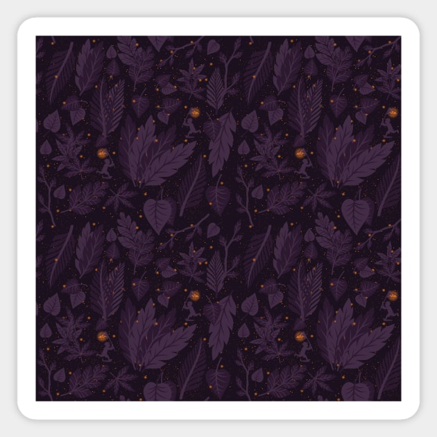 Pattern Dark Forest Kid Fireflies by Tobe Fonseca Sticker by Tobe_Fonseca